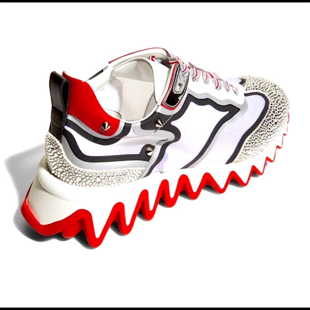 BNIB Christian Louboutin Sharkina Strass Spike Sneakers - Picture 3 of 15
